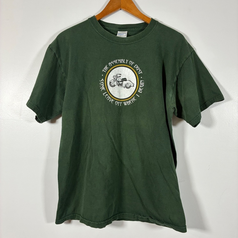 T-Shirt L Assembly of Dust Band Graphic Motorcycle Tee Gorp Indie Hippie Folk
